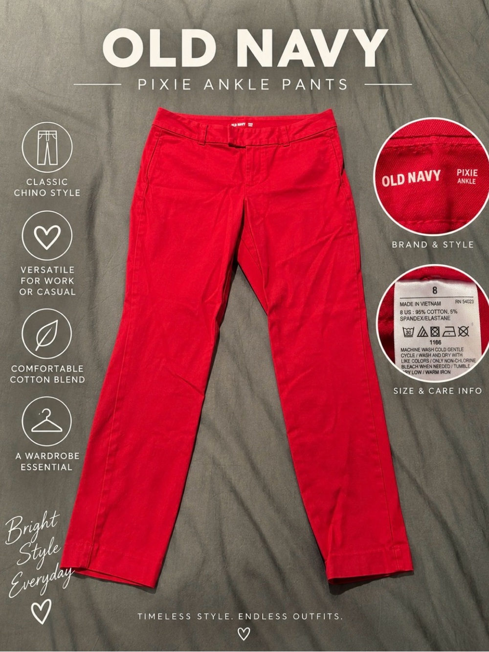 Old Navy Red Pixie Ankle Pants - Women's Chino